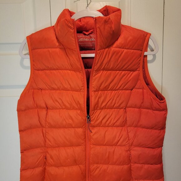 EDDIE BAUER ORANGE DOWN FEATHER PUFFER VEST - Picture 4 of 13